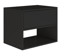 Selsey Table de Chevet à Suspendre - Noir - 50 x 36 x 40 cm (l x P x H) - Table de Chevet avec tiroir en Minimaliste - Push to Open - Scandinave - Peu encombrant - Cadre Mural
