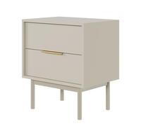 Selsey Table De Chevet avec 2 Tiroirs Table D’Appoint sur Pieds en Bois 54 cm Table De Nuit Beige Gris Viviaro