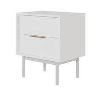 Selsey Table De Chevet avec 2 Tiroirs Table D’Appoint sur Pieds en Bois 54 cm Table De Nuit Blanche Viviaro