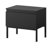 Selsey Table De Chevet avec Tiroir 43 x 49 cm Table De Nuit sur Pieds Noirs pour Salon Chambre Bureau Noir Bemmi
