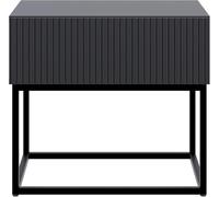 Selsey Table De Chevet sur Pieds Noirs avec Tiroir À Lamelles 50 x 44 cm Table De Nuit Noir Veldio