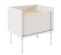 Selsey Table de Nuit Moderne 50cm Table de Chevet Blanc et Chêne Lindberg avec Porte Design Contemporain Pieds Métalliques Table Nuit Adulte Durable et Facile d'entretien