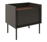 Selsey Table de Nuit Moderne 50cm Table de Chevet Noir et Noix du Wisconsin avec Porte Design Contemporain Pieds Métalliques Fabriquée en Pologne Adulte Durable et Facile d'entretien