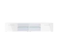 Selsey Tenus Double - Meuble TV/Banc TV (200 cm, éclairage LED optionnel) (Blanc Mat/Blanc Brillant)