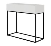 Selsey Veldio Table Console avec tiroir 90 cm Pieds Noirs Blanc