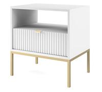 Selsey Vellore - Table de Chevet - Blanc avec Pieds dorés