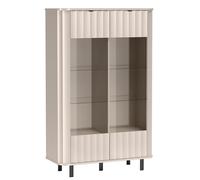 Selsey Vitrine 98 cm Cachemire avec LED - Vitrine en Verre et MDF avec Tiroir Soft Close - Meuble de Rangement Salon Style Moderne Scandinave - Vaisselier Colonne Élégante