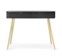 Selsey Zova Schminktisch, Weiß mit Goldenen Metallfüßen, Elegantes Design mit Rillenmuster, MDF & Laminierte Platte, 2 Soft-Close Schubladen,Moderner Kosmetiktisch mit viel Stauraum