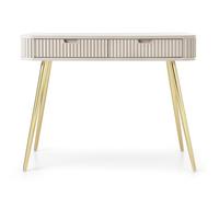 Selsey Zova Schminktisch, Weiß mit Goldenen Metallfüßen, Elegantes Design mit Rillenmuster, MDF & Laminierte Platte, 2 Soft-Close Schubladen,Moderner Kosmetiktisch mit viel Stauraum