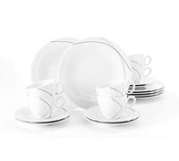 Seltmann Weiden 001.706998 Trio Highline Service à café 18 pièces en porcelaine Blanc