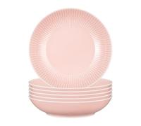Seltmann Weiden Amina Rosé Lot de 6 assiettes creuses de 21 cm avec motif en relief discret Passe au lave-vaisselle et au micro-ondes Porcelaine Rose