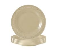 Seltmann Weiden Beat Color Glaze Lot de 6 assiettes à petit-déjeuner, Ø 23,3 cm, assiettes à dessert et assiettes à gâteau avec relief rainuré, porcelaine, beige sable