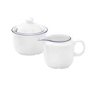 Seltmann Weiden Compact Blaurand Ensemble de lait et de sucre, pot à lait (230 ml) et sucrier (250 ml) avec bord bleu pour 6 personnes, passe au lave-vaisselle, en porcelaine, blanc/bleu