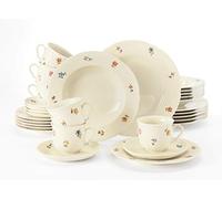 Seltmann Weiden Service de table de 30 pièces - Marieluise - Ivoire - 6 assiettes plates, 6 assiettes creuses, 6 assiettes à petit-déjeuner, 6 assiettes à café - 6 plateaux et bas - 36,5 x 31,2 x 36,9 cm