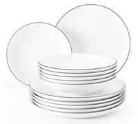 Seltmann Weiden Lido 001.737148 Black Line Service de Table 6 Assiettes Plates + 6 Assiettes Creuses 12 pièces