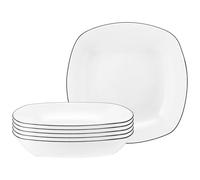 Seltmann Weiden Lido Black Line DS Lot de 6 assiettes creuses carrées Ø 21 cm