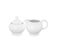 Seltmann Weiden Lido Black Line Lot de 2 pots à lait et sucre 230 ml et sucrier (250 ml) avec bord noir en porcelaine Blanc