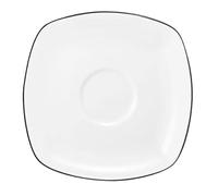 Seltmann Weiden Lido Black Line Lot de 6 soucoupes combinées en porcelaine Blanc 14,5 x 14,5 cm