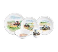 Seltmann Weiden Lot de 5 assiettes compactes pour enfants - Assiette et gobelet pour enfants avec motifs colorés - Porcelaine - Mon tracteur