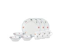 Seltmann Weiden Petit déjeuner 18 pièces, Sonate Nostalgie, Set comprenant 6 assiettes à petit-déjeuner, bols à dessert et gobelets, porcelaine dure, multicolore, 6 personnes