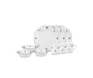 Seltmann Weiden Petit déjeuner 18 pièces, Sonate Nostalgie, Set comprenant 6 assiettes à petit-déjeuner, bols à dessert et gobelets, porcelaine dure, multicolore, 6 personnes