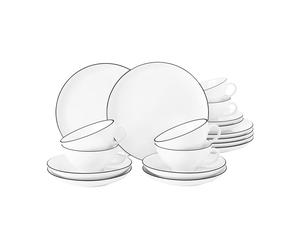 Seltmann Weiden Service à thé Lido black line 18 pièces Blanc à bordure noire