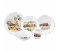 Seltmann Weiden Service de table compact pour enfant 5 pièces, ensemble d'assiettes, bol et gobelet pour enfants, service pour enfants avec motifs colorés, porcelaine, sur le chantier