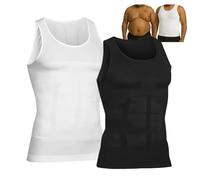 Selure Débardeur gainant 2.0 pour entraînement - Compression du ventre - Débardeur sans manches pour homme - Pour un corps tonique, 2 pièces - E, XL