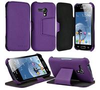 Seluxion - Coque Housse Etui à Rabat Latéral Fonction Support Couleur Violet pour Samsung Galaxy Trend + Film de Protection