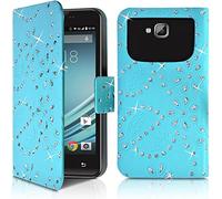 Seluxion - Etui de Protection et Porte-Carte Style Diamant Universel M Couleur Bleu Clair pour Hisense L675