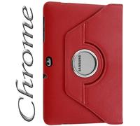 Seluxion - Housse Coque étui Anneau Style Chrome pour Samsung Galaxy Tab 2 10.1 P5100 / P5110 avec Rotation à 360 degrès Couleur Rouge