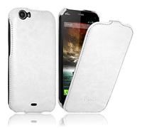 Seluxion - Housse Etui Coque Rigide à Clapet pour Wiko Darkfull Couleur Blanc + Film de Protection