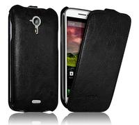 Seluxion - Housse Etui Coque Rigide Clapet pour Wiko Cink Five Couleur Noir + Film de Protection