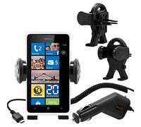 Seluxion - Support universel auto sur Grille d'aération pour Nokia Lumia 900 + Chargeur Allume Cigare Micro Usb Filaire