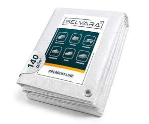 Selvara Bache de Protection Exterieur 140g/m² Impermeable 1,5 x 2m Blanc | Bache Extérieur Premium Line 3m² Bâche pour Bois, Piscines, avec Œillets, Anti-déchirure, Protection UV, Tarp Multiusage