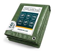 Selvara Bache de Protection Exterieur 140g/m² Impermeable 6 x 10m Vert | Bache Extérieur Premium Line 60m² Bâche pour Bois, Piscines, avec Œillets, Anti-déchirure, Protection UV, Tarp Multiusage