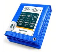 Selvara Bache de Protection Exterieur 60g/m² Impermeable 1,5 x 2m Bleu | Bache Extérieur Basic Line 3m² Bâche pour Bois, Piscines, avec Œillets, Anti-déchirure, Protection UV, Tarp Multiusage