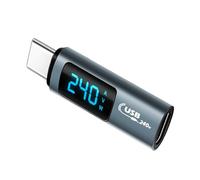 SELVFZ Adaptateur de type C 240 W - Testeur de puissance - Affichage LED - Mâle vers femelle - Adaptateur d'extension pour téléphone, ordinateur portable, tablette - Haute puissance