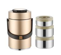SELVFZ Bocal à soupe à isolation thermique à large ouverture 3 couches empilable boîte Bentos anti-fuite 12H rétention de la chaleur conteneur déjeuner récipient alimentaire doré thermique pour