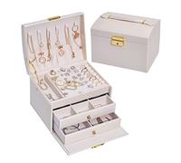 SELVFZ Boîte de rangement à bijoux à 3 étages avec serrure - Boîte à bijoux de voyage portable pour femme - Boîte à bijoux de voyage pour femme
