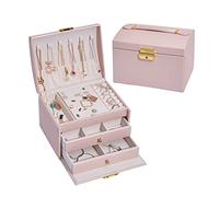SELVFZ Boîte de rangement à bijoux à 3 étages avec serrure - Boîte à bijoux de voyage portable pour femme - Boîte à bijoux de voyage pour femme