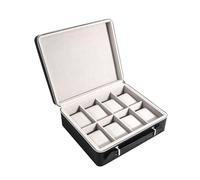 SELVFZ Boîte de voyage en cuir avec fermeture éclair 2/8/12 emplacements pour montre - Organisateur de bijoux pour femme et homme