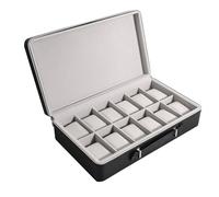 SELVFZ Boîte de voyage en cuir avec fermeture éclair 2/8/12 emplacements pour montre - Organisateur de bijoux pour femme et homme