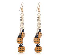 SELVFZ Boucles d'oreilles en forme de citrouille sur le thème d'Halloween pour lèvres de vampire - Longue chaîne - Bijoux pour femmes et filles