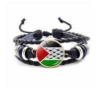 SELVFZ Bracelet vintage en perles tissées multicouches avec drapeau de la Palestine - Accessoires de bijoux - Chaîne réglable pour femme - Longueur réglable, taille unique, Comme décrit