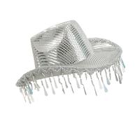 SELVFZ Chapeau de mariée étincelant en forme de goutte de pluie avec glands effet miroir pour enterrement de vie de jeune fille pour acteur, actrice, accessoire de fête