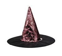 SELVFZ Chapeau de sorcière à paillettes pour Halloween - Chapeau de sorcière à large bord pointu - Chapeau de sorcière en tulle avec toile d'araignée