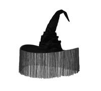 SELVFZ Chapeau de sorcière pour fête d'Halloween pour femme à large bord noir magicien tendance Cos-play Chapeau de costume de festival musical Chapeau de sorcière noir pour femme Costume