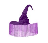 SELVFZ Chapeau de sorcière pour fête d'Halloween pour femme à large bord noir magicien tendance Cos-play Chapeau de costume de festival musical Chapeau de sorcière noir pour femme Costume