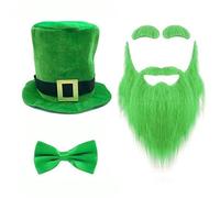 SELVFZ Chapeau et barbe avec nœud papillon pour fête sur le thème de la Saint-Patrick Accessoires de fête nationale irlandaise Chapeau StPatricks